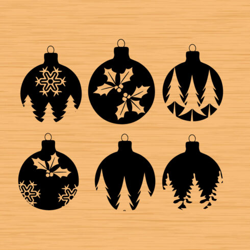Collection of black marvelous images of Christmas decorations in the shape of a ball