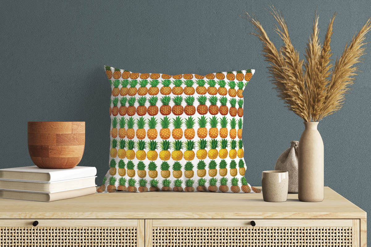 Image of a pillow with a beautiful pineapple pattern