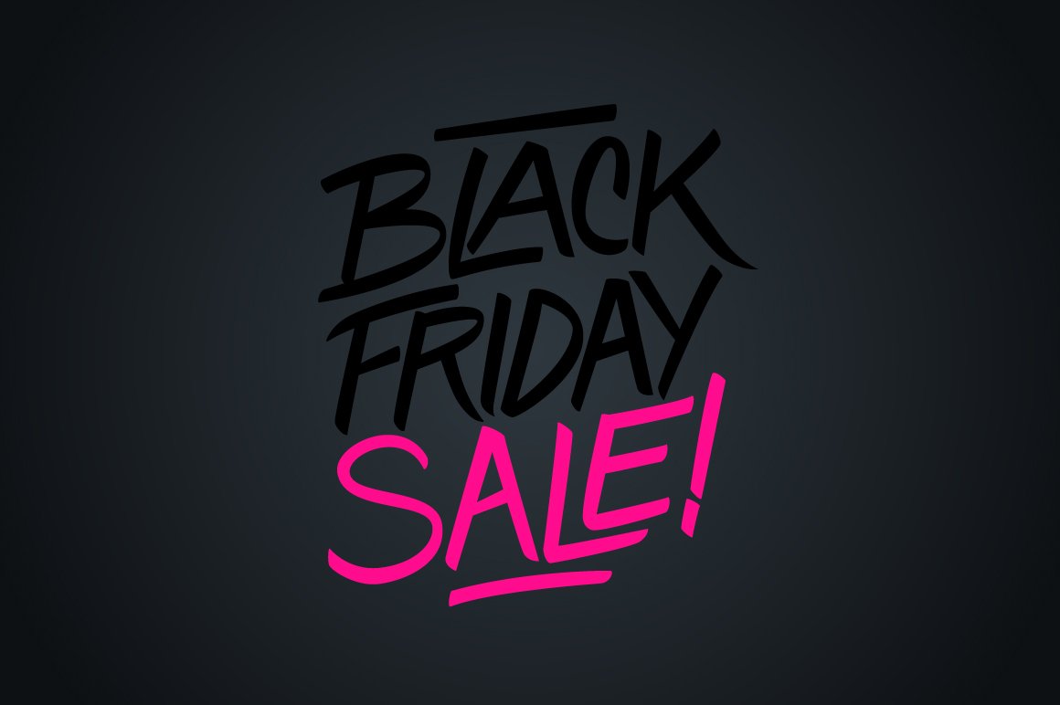 Dark matte background with black Friday lettering and sale in bright red.