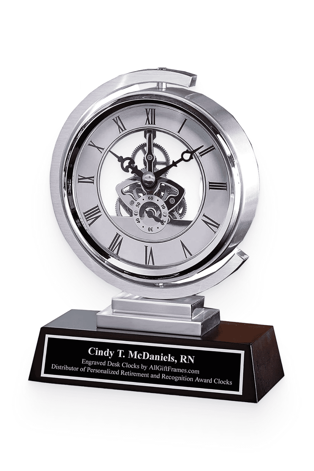 Silver table clock Employee of The Year.