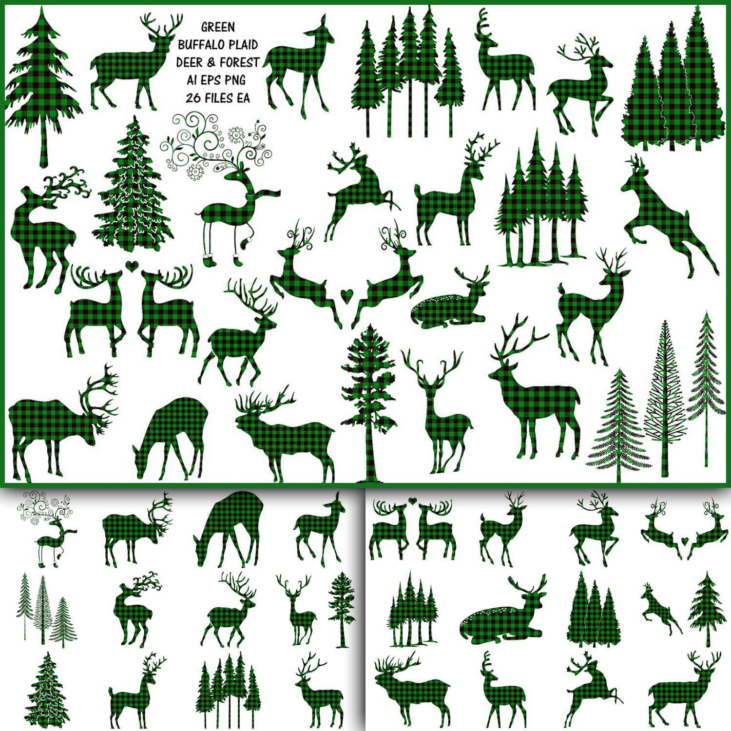Green Buffalo Plaid Deer/Forest cover.