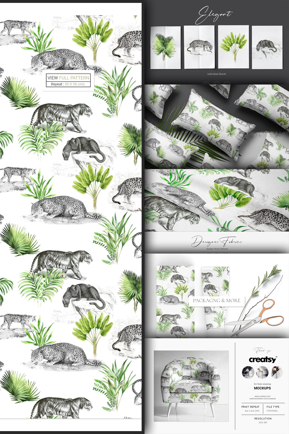 Feline, Pattern & Motif Set - Pinterest.