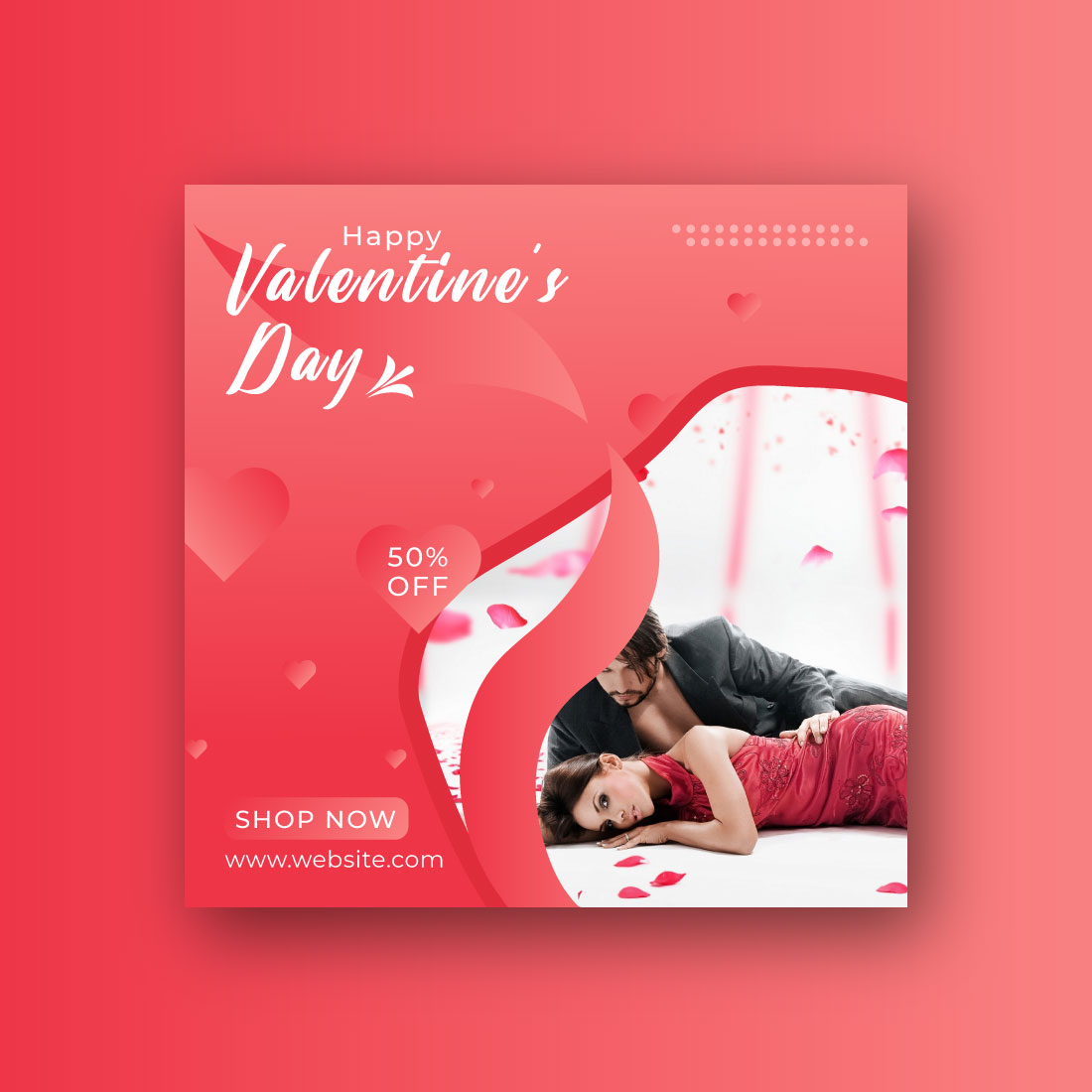 Valentine's Day Sale Social Media Post Design preview image.