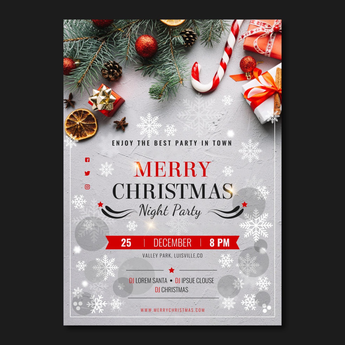 Party Poster Merry Christmas Flyer Templates cover image.