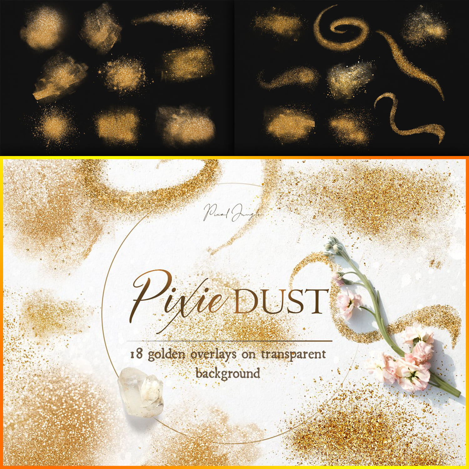 Glitter Pixie Dust Overlays - 18 PNG Cover.