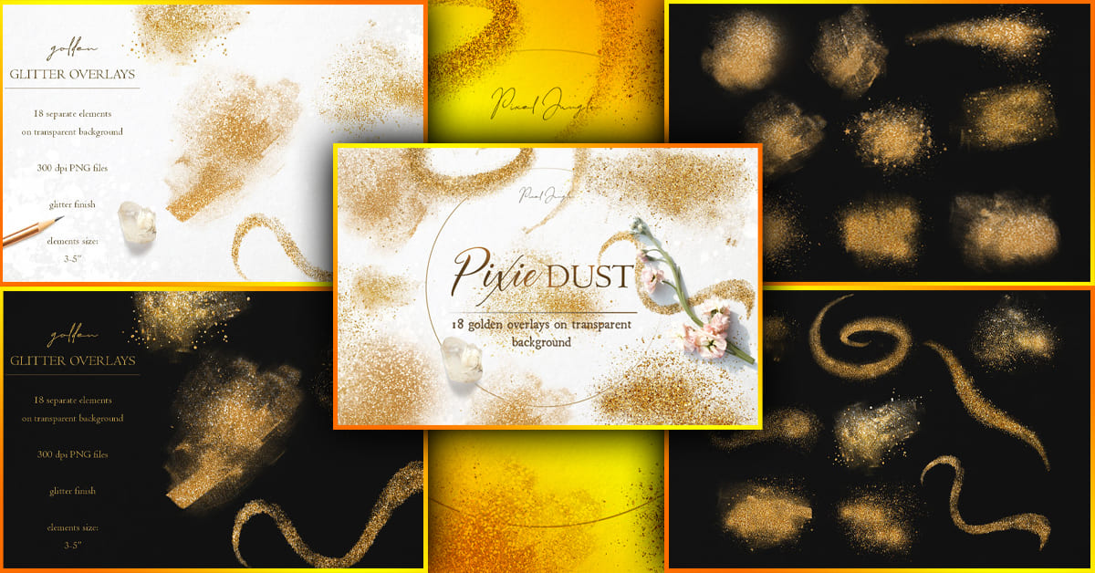 Glitter Pixie Dust Overlays - 18 PNG - Facebook.