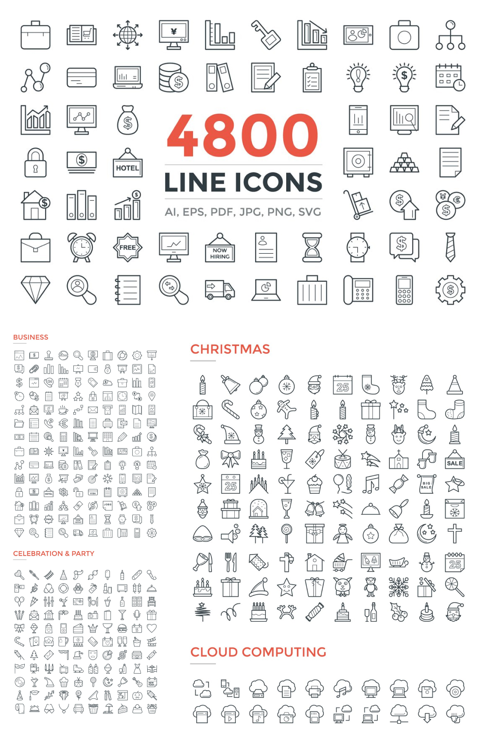 4800 Line Icons Pack - Pinterest.
