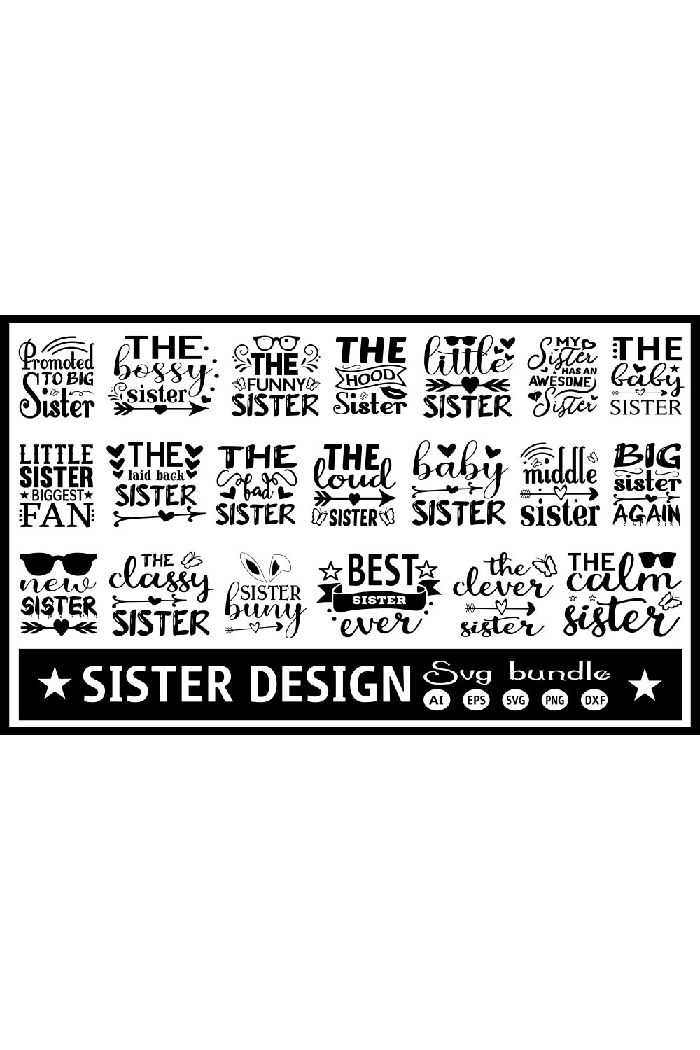 Sister SVG Design Bundle pinterest image.