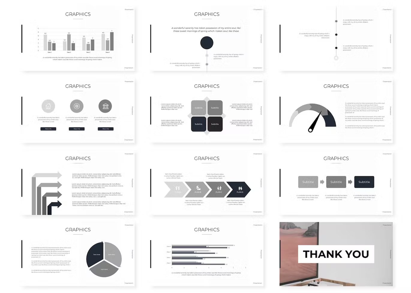 12 black and white charts and diagrams slides of the minim.