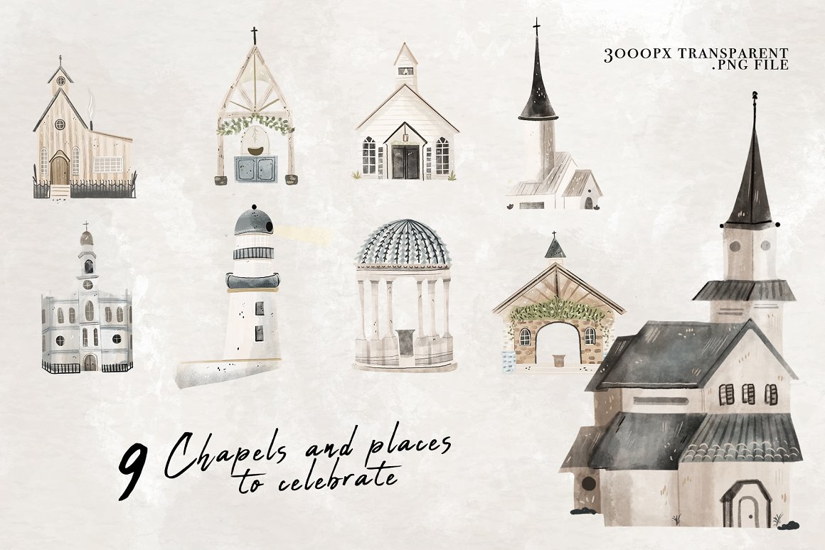 9 different chapels and places to celebrate the wedding.