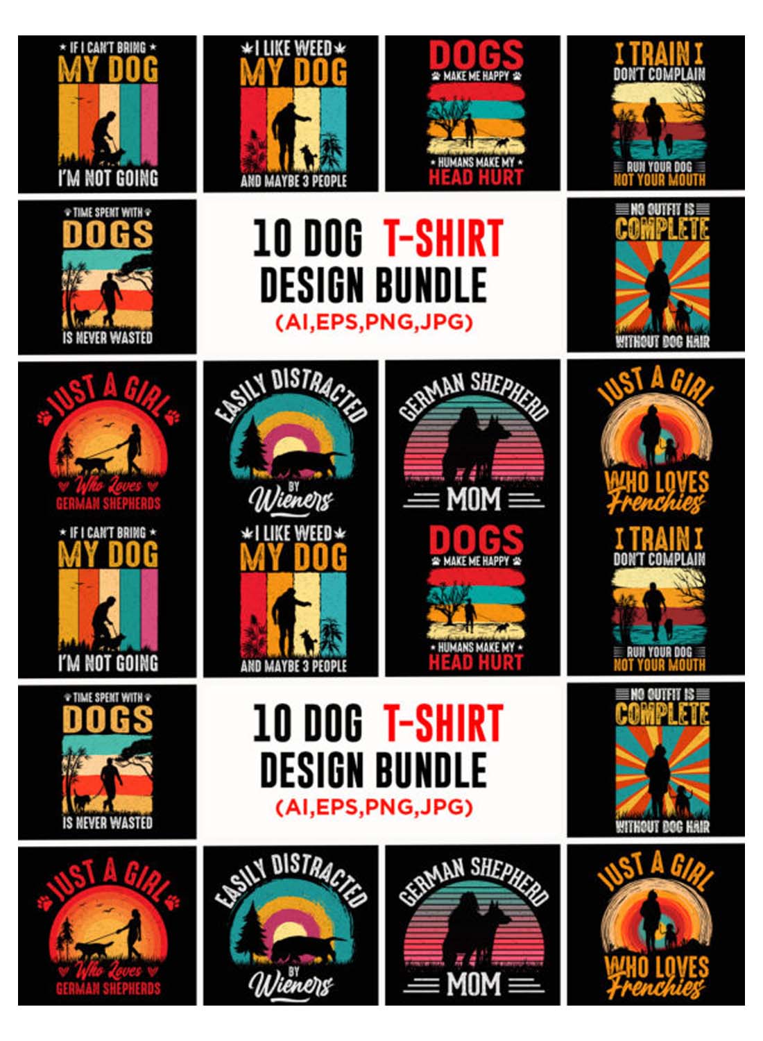 Dog T-shirt Design Bundle pinterest image.