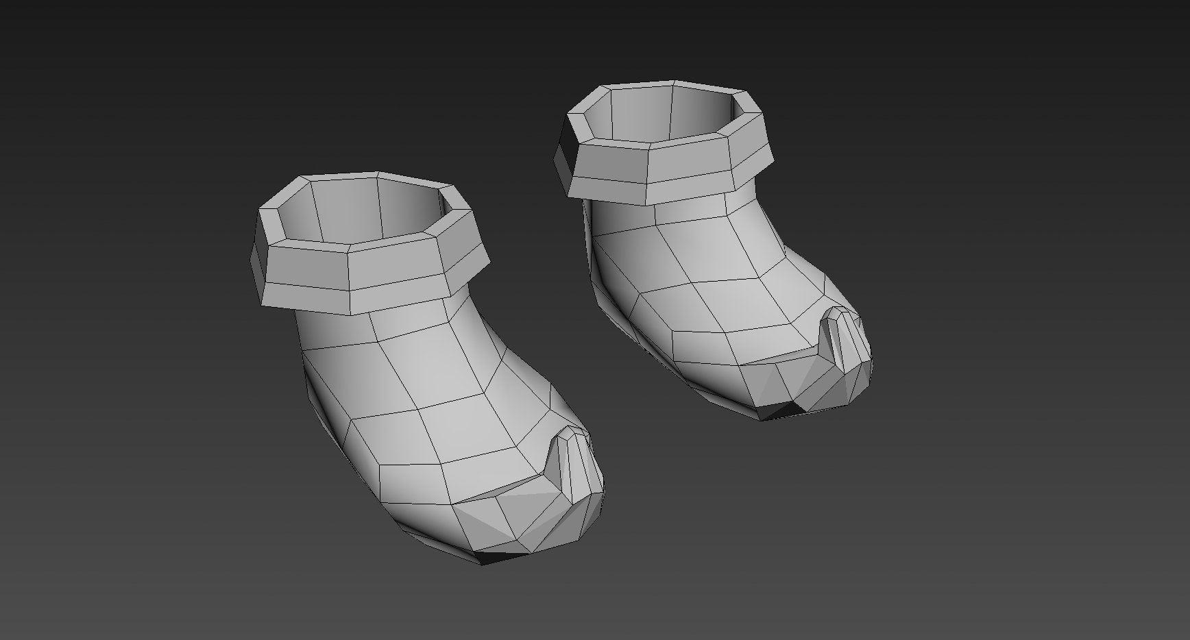 Cristmas elf boots 3D model design.