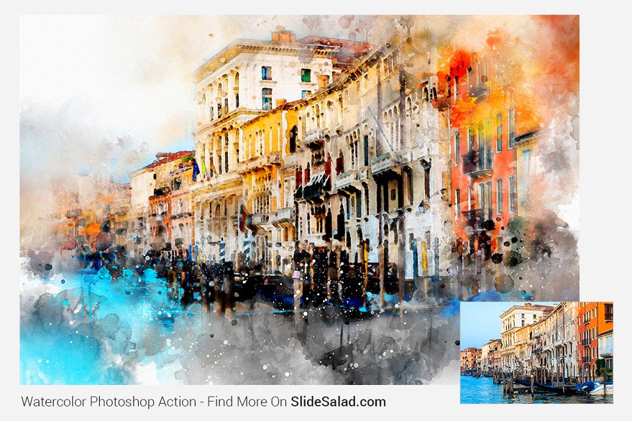 Watercolor Photoshop Action - street painted image.