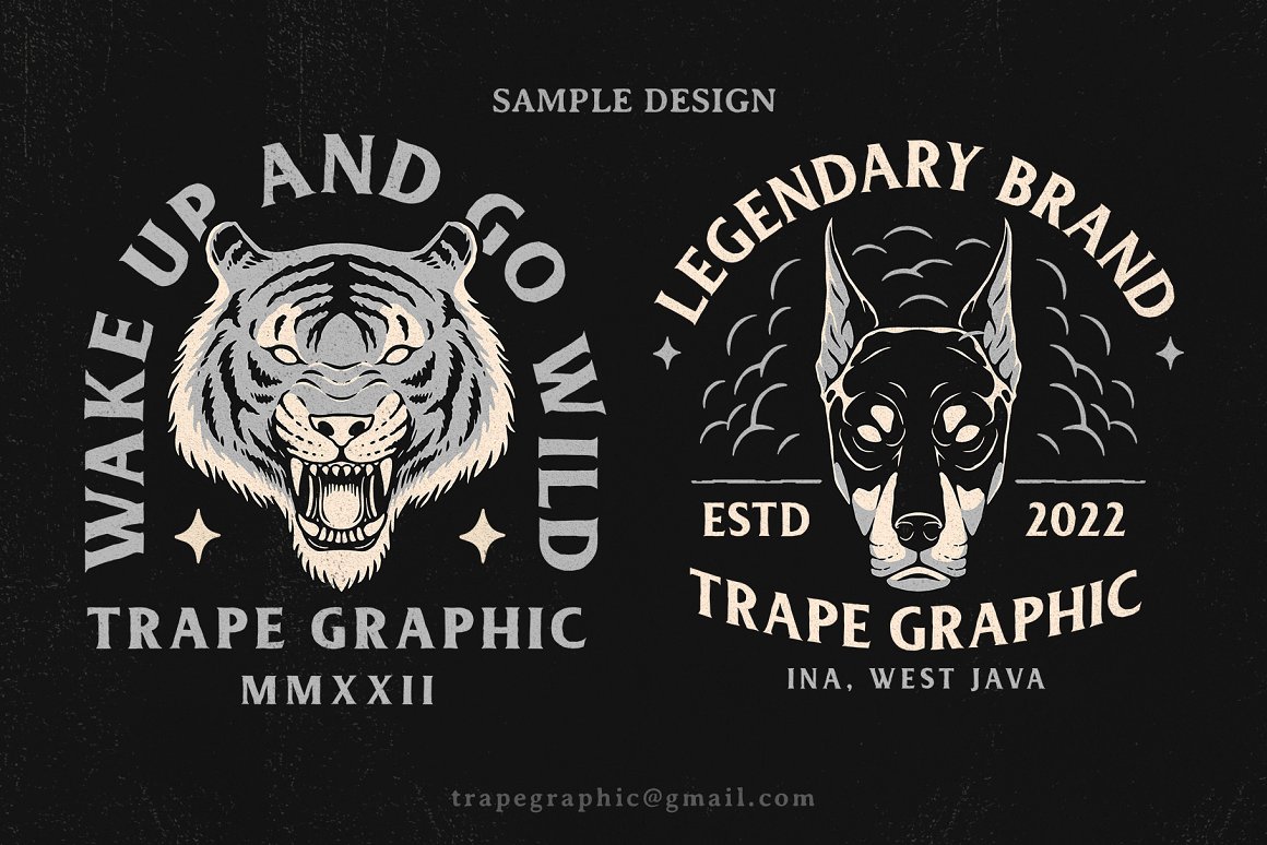2 logo sample designs on a black background.