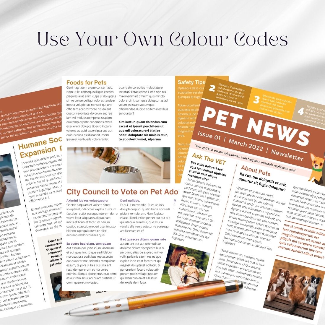 Dog Pet Care Newsletter Canva Template preview image.