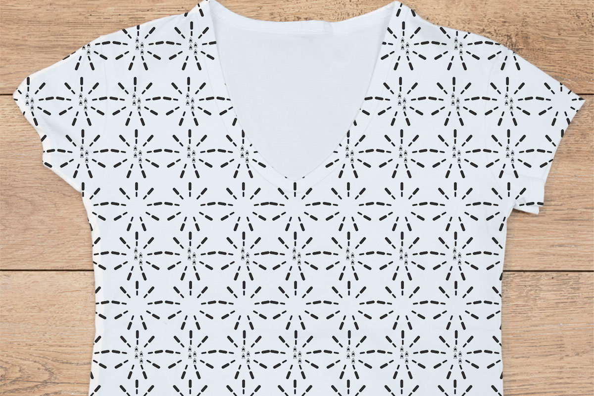Exclusive Black and White Pattern T-shirt Design preview image.
