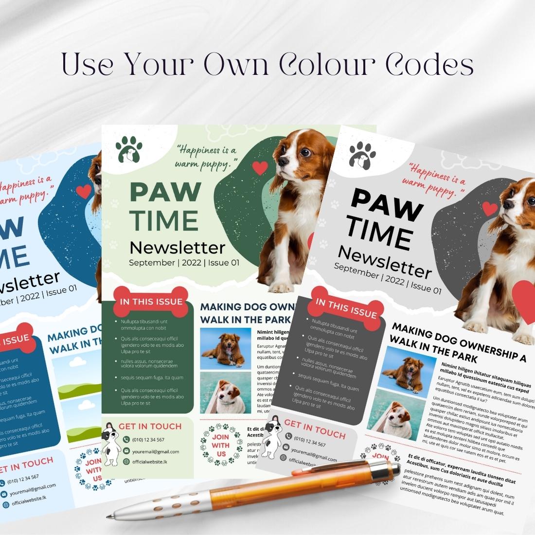 Canva Newsletter Template For Dog Pets preview image.