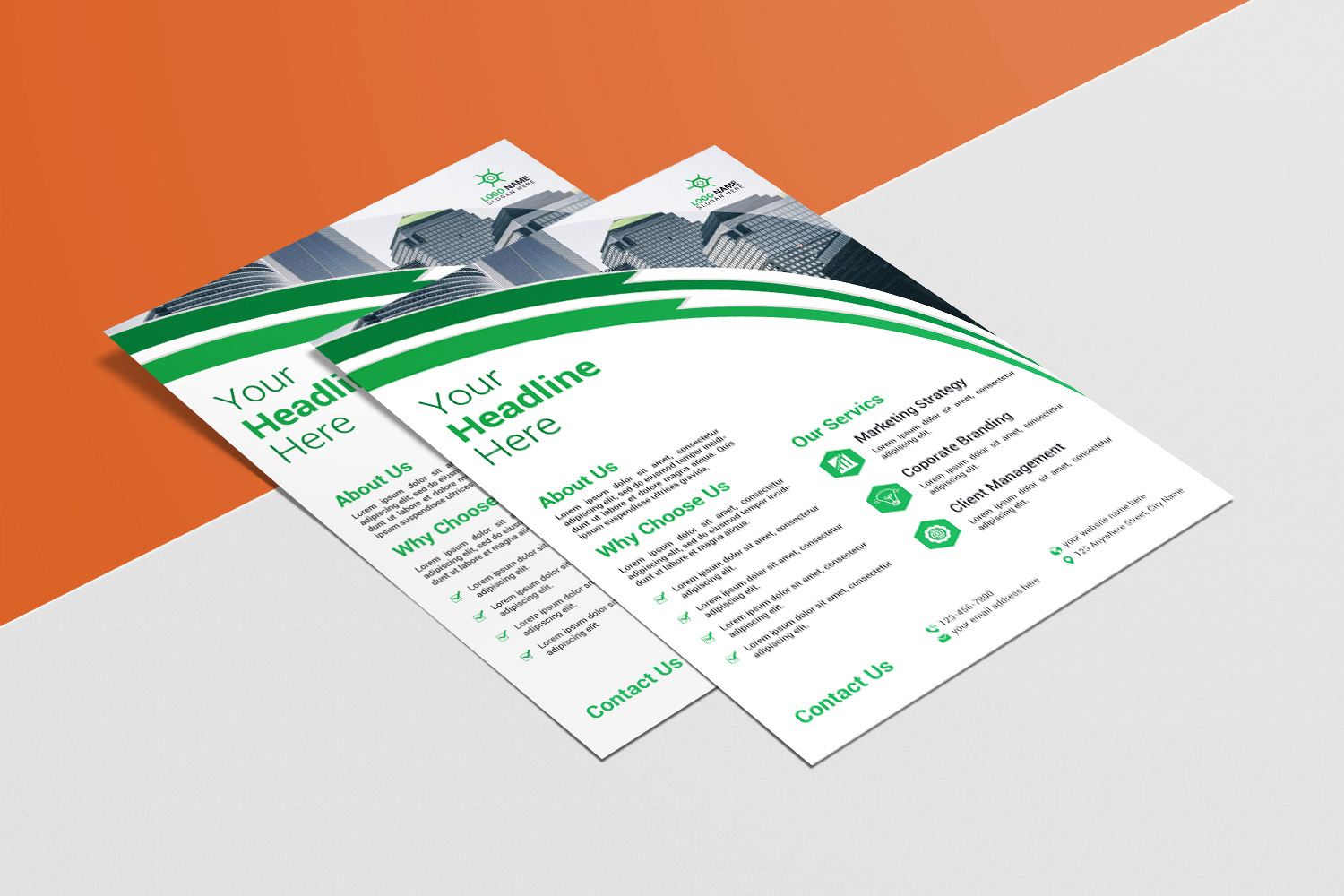 Creative Flyer Design Green Template preview image.