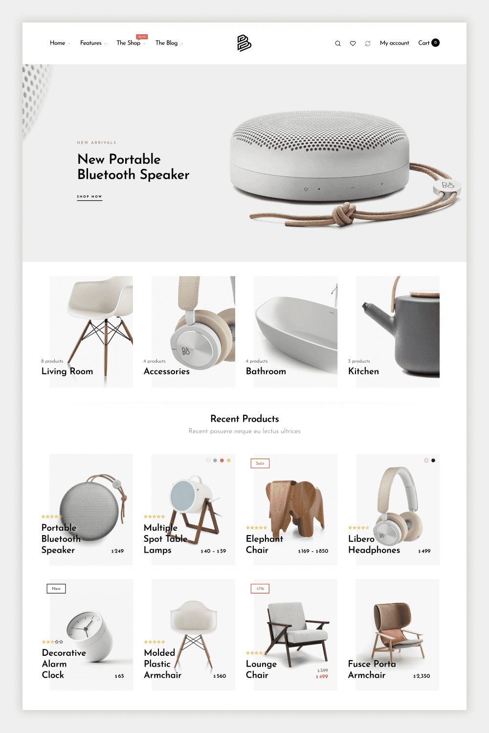 Main page of the online store of accessories and furniture for the home.