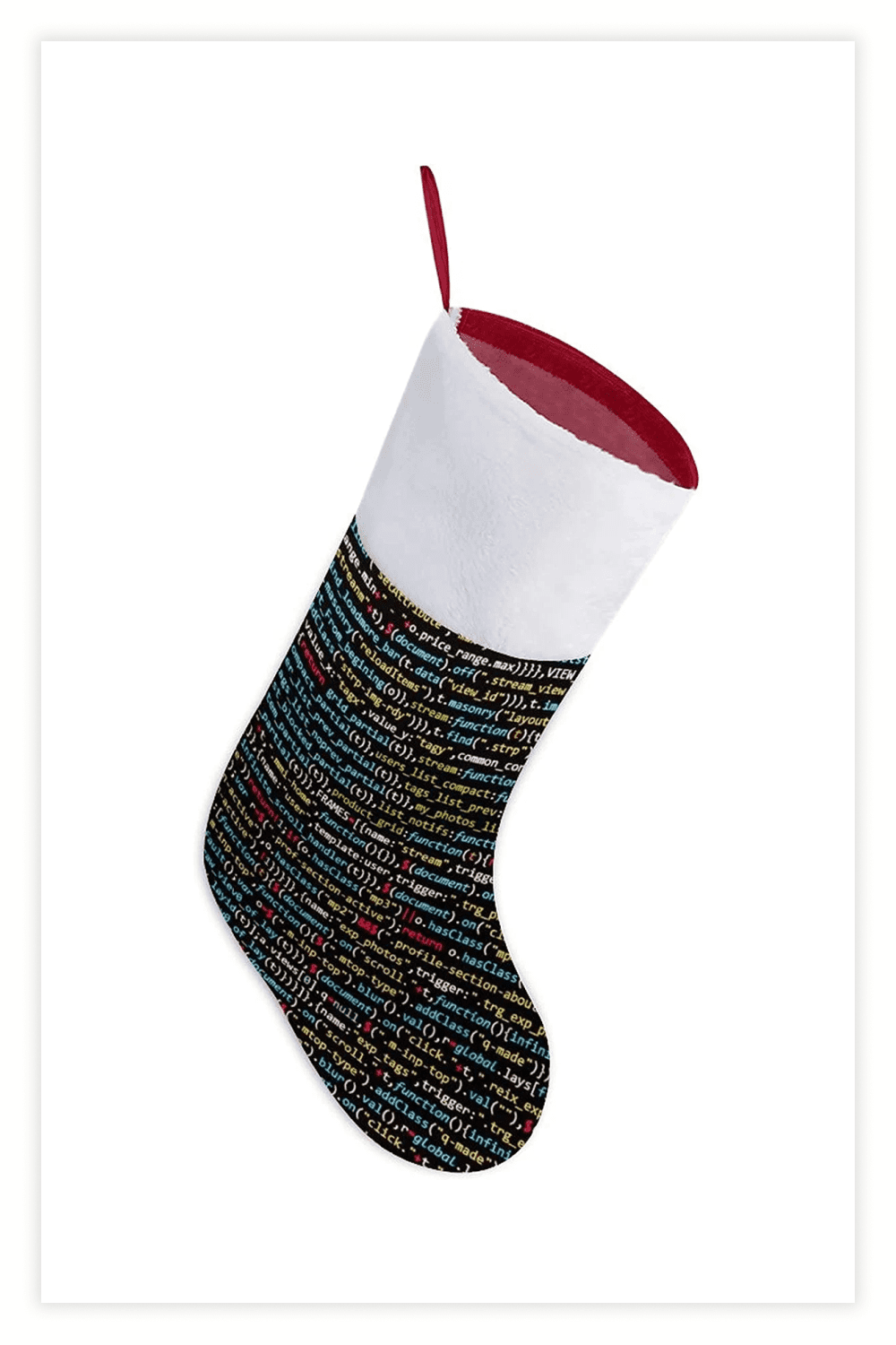 Christmas gift sock with program code on it.