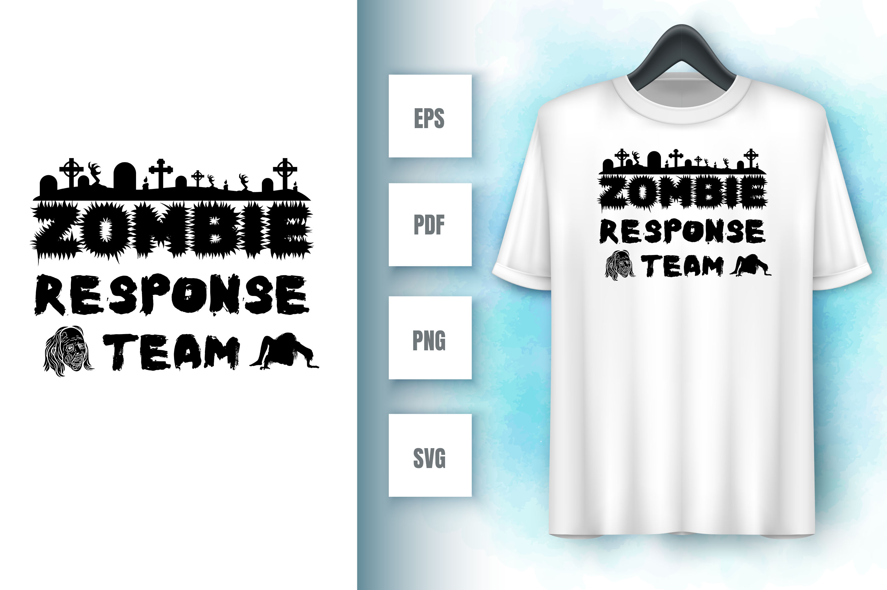 Image of a white t-shirt with an amazing inscription zombie response team