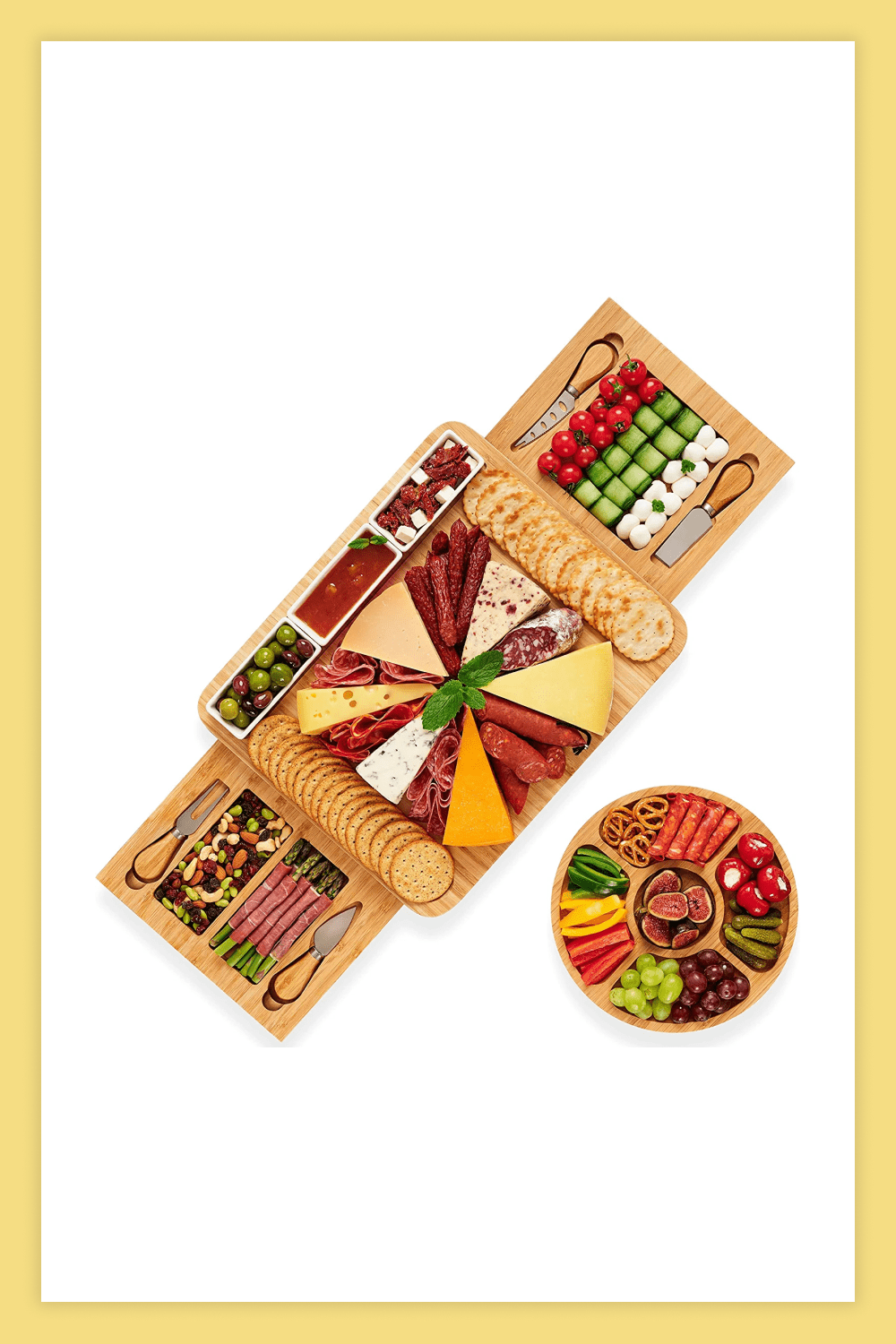 Charcuterie Board & Knife Set with Cheese Tray.