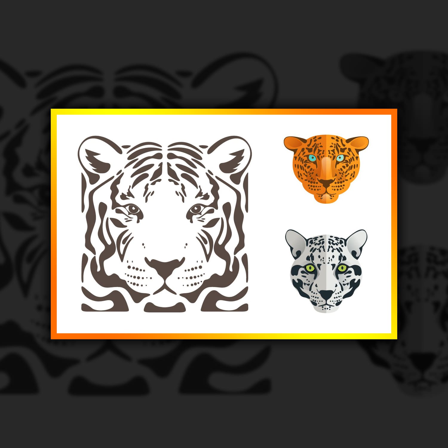 Tiger, Jaguar And Leopard Icons.