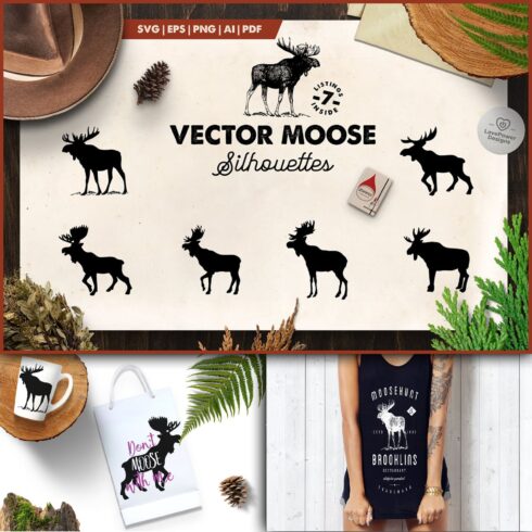 Moose Silhouettes | 7 Moose SVG.