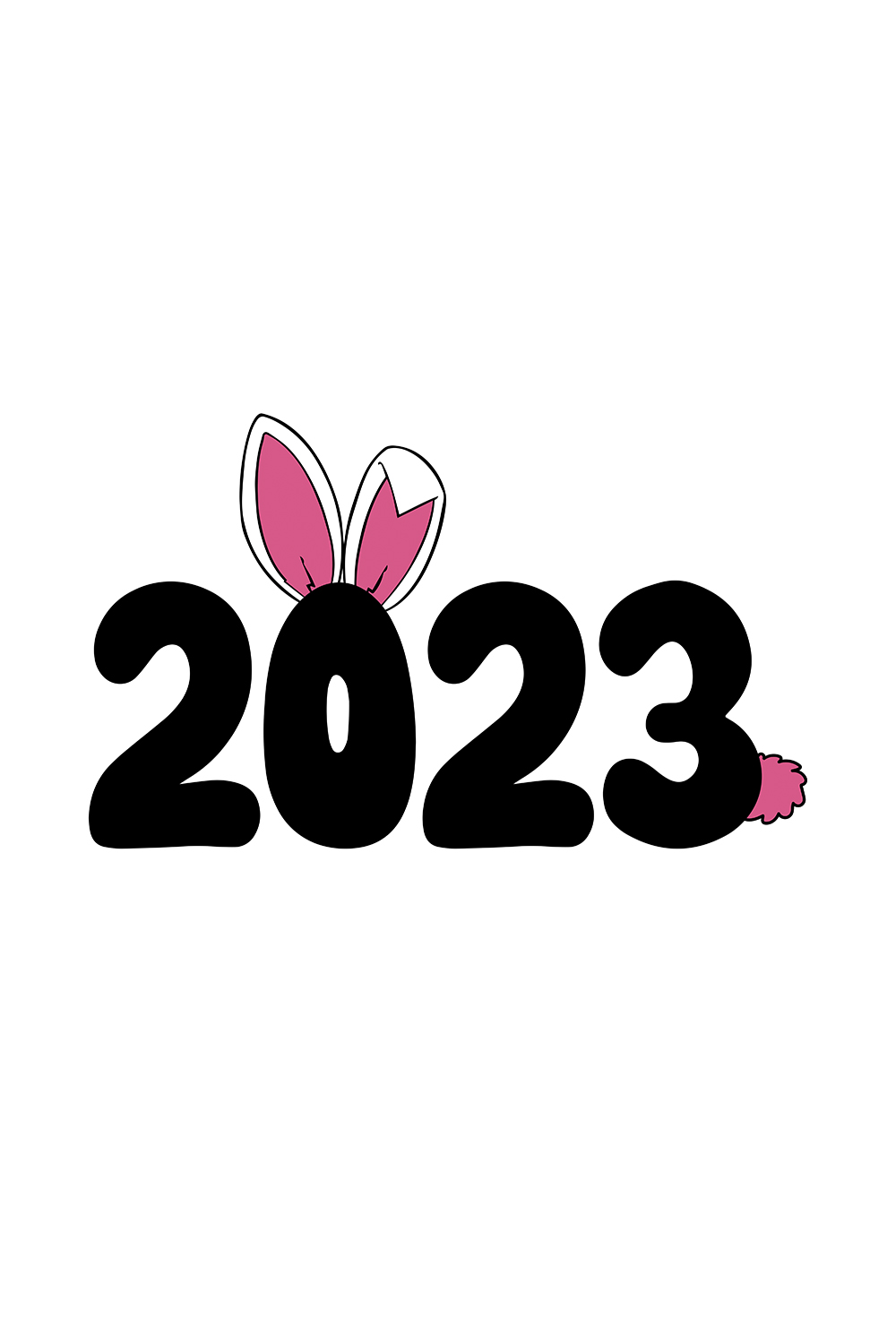 Happy New Year 2023 Bunny Ears Design pinterest image.