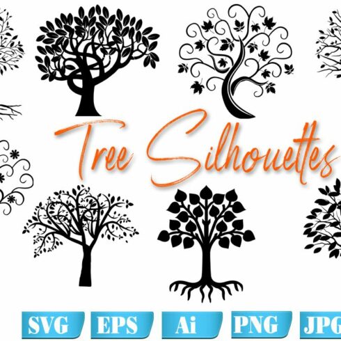 Swirly Tree Silhouettes ClipArt.