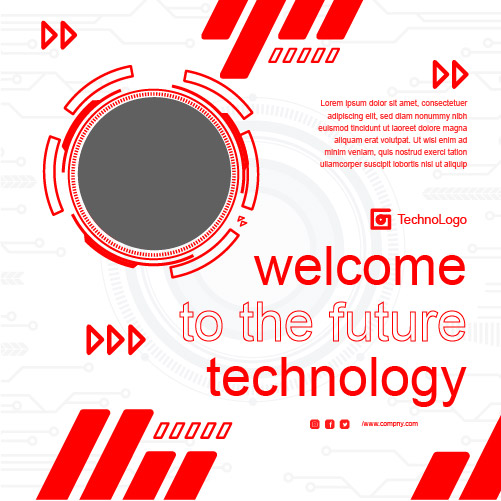 Stylish Technology Red Design Instagram Post Template preview image.