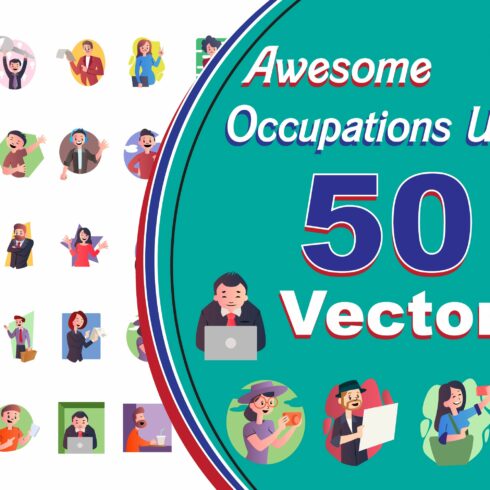 50X Unique/Different Occupations icon Illustrations.