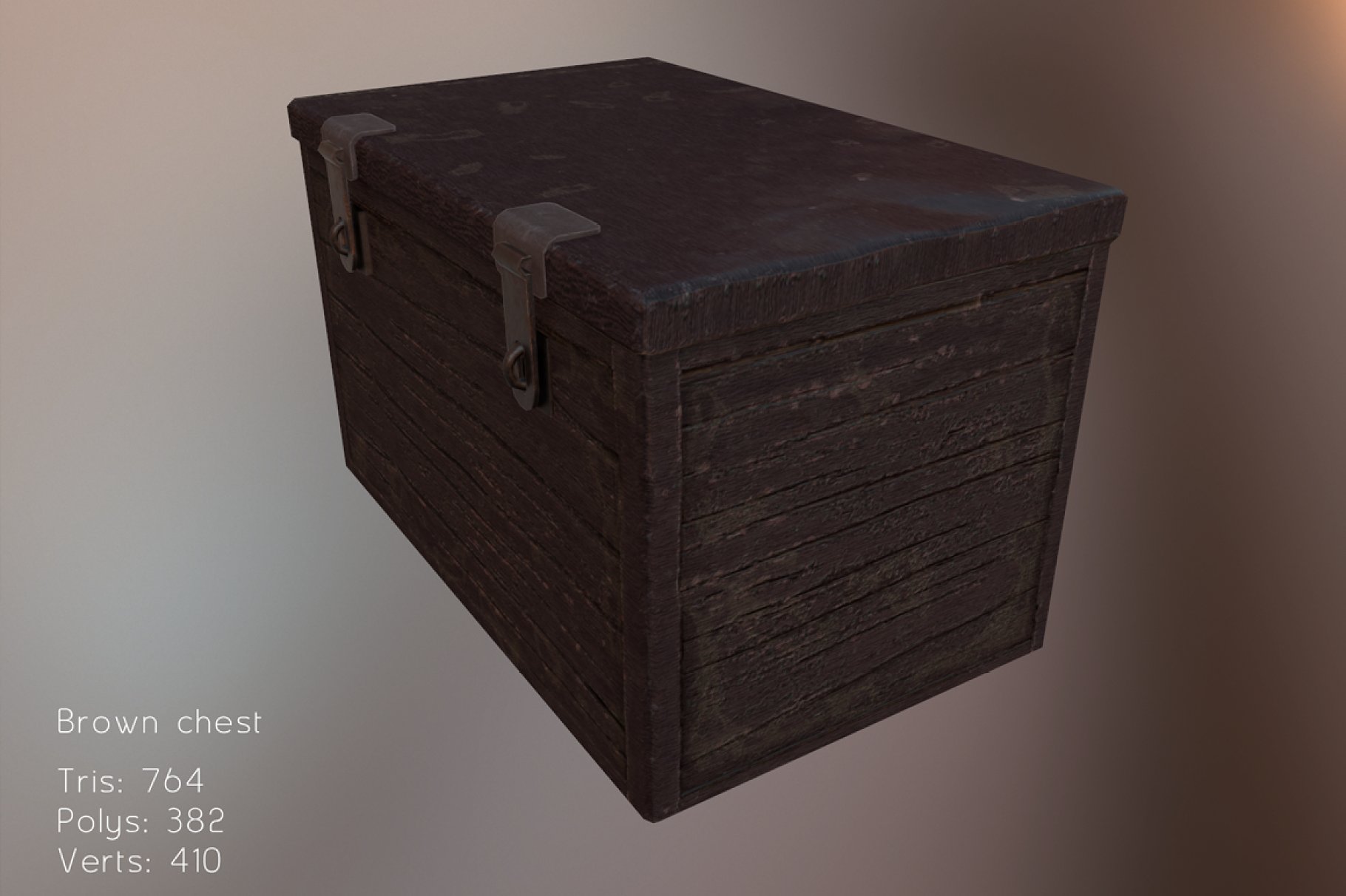 Brown chest mockup on a gray background.