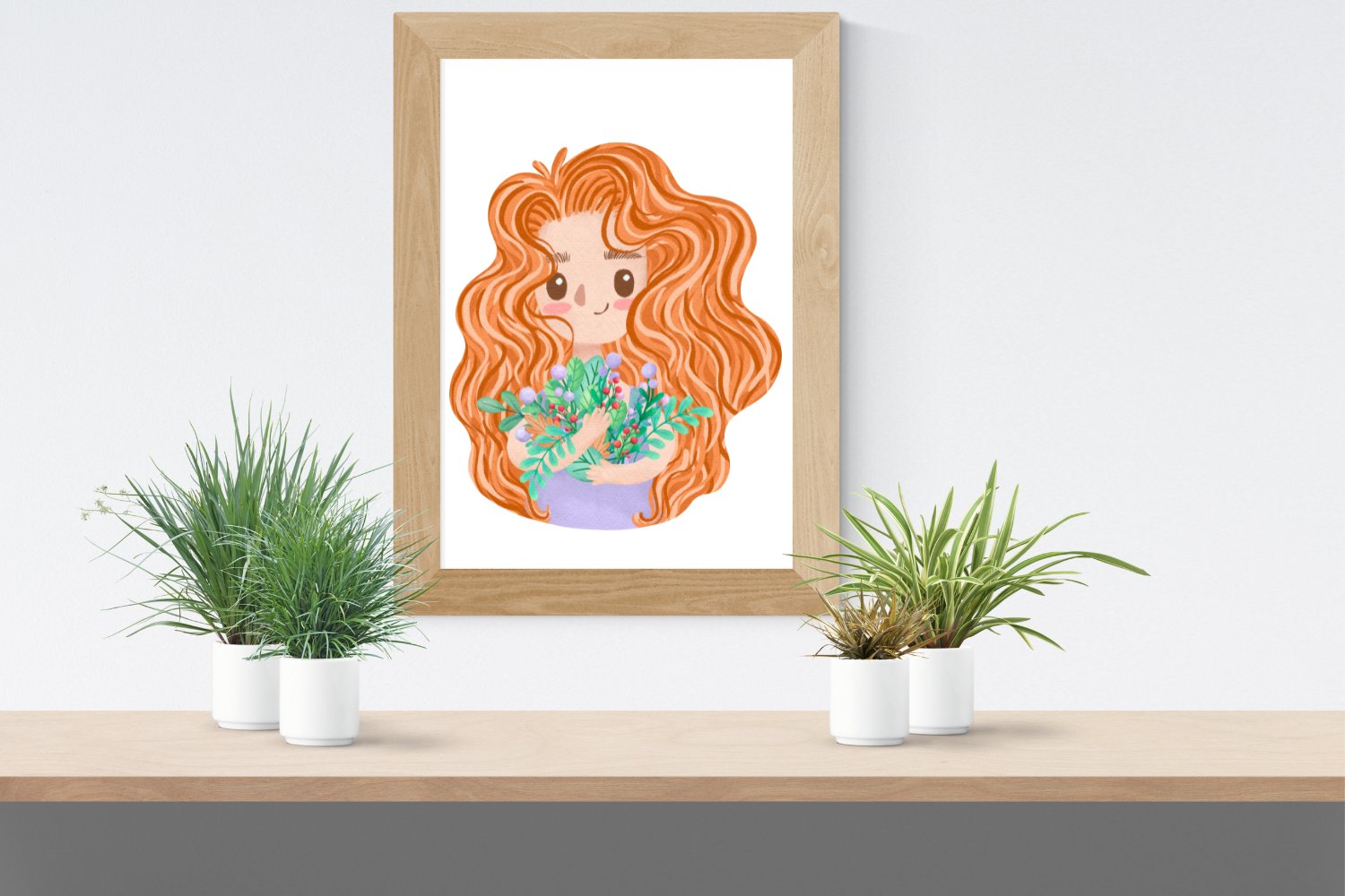 Wooden poster with a girl with a planet.