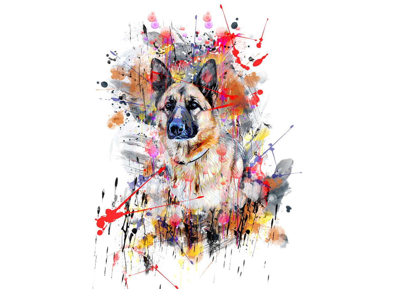 Artistic Vector Paint PS Action - dog image example.