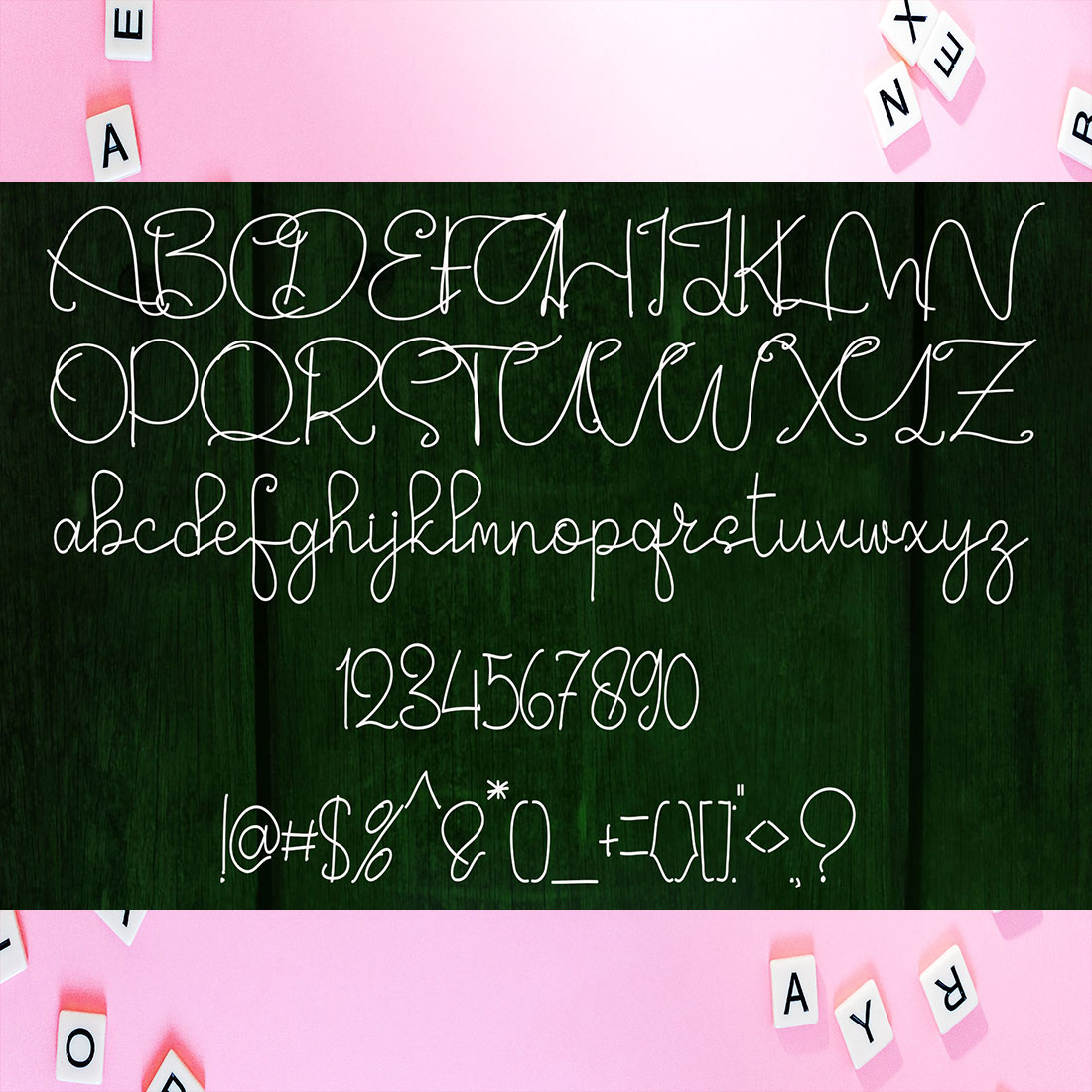 Image with alphabet enchanting font Vandegta.