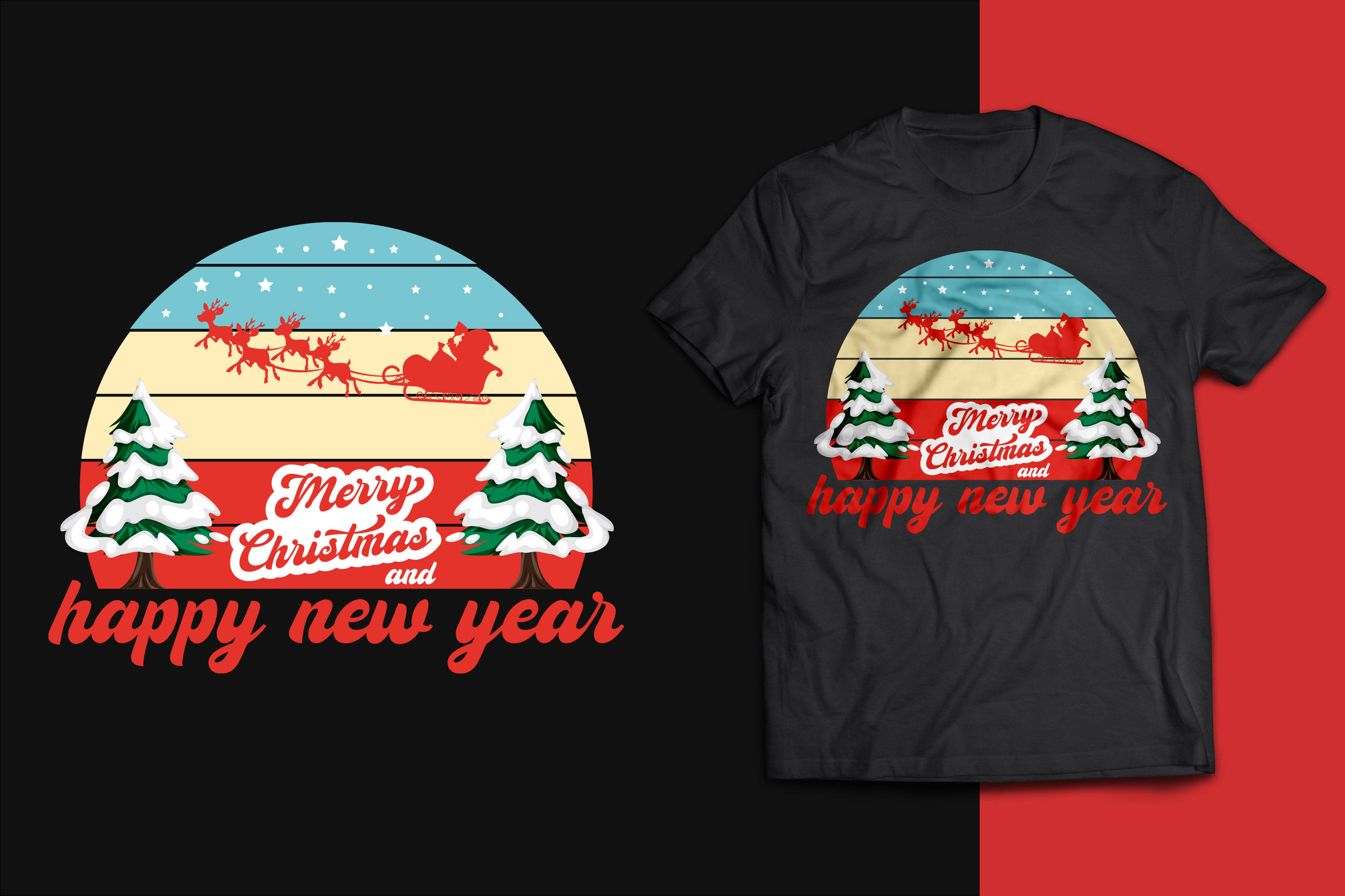 T-shirt Christmas and New Year Designs Bundle preview image.