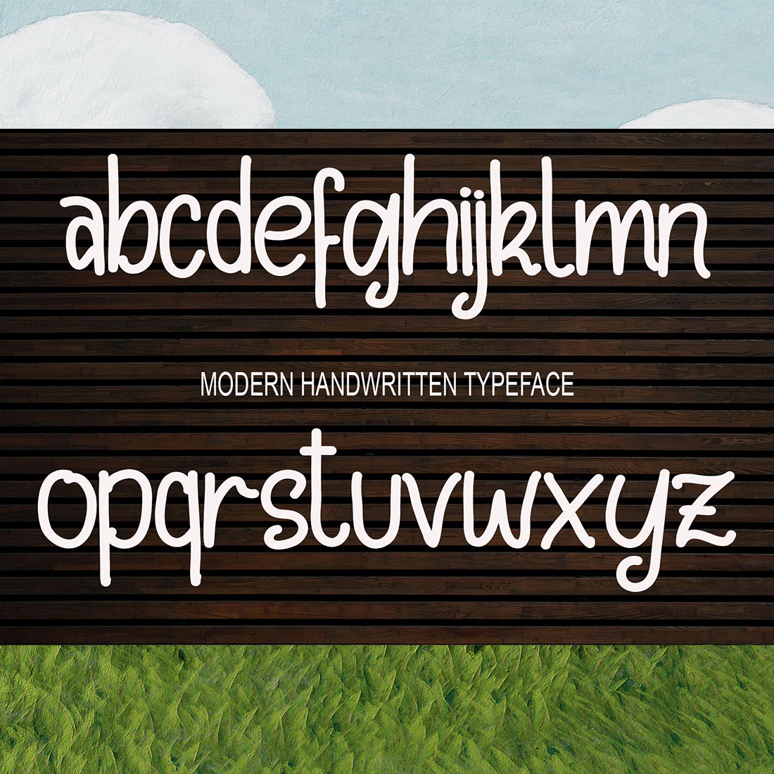 Image of the alphabet showing the beautiful Bunga Type font.