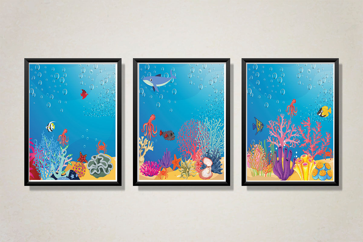 Deep Sea Illustrations Mockup Picture Bundle preview image.