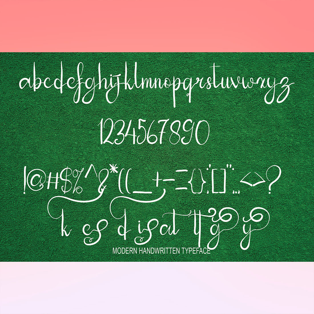 Gunong Script Font alphabet, numbers and punctuation preview,