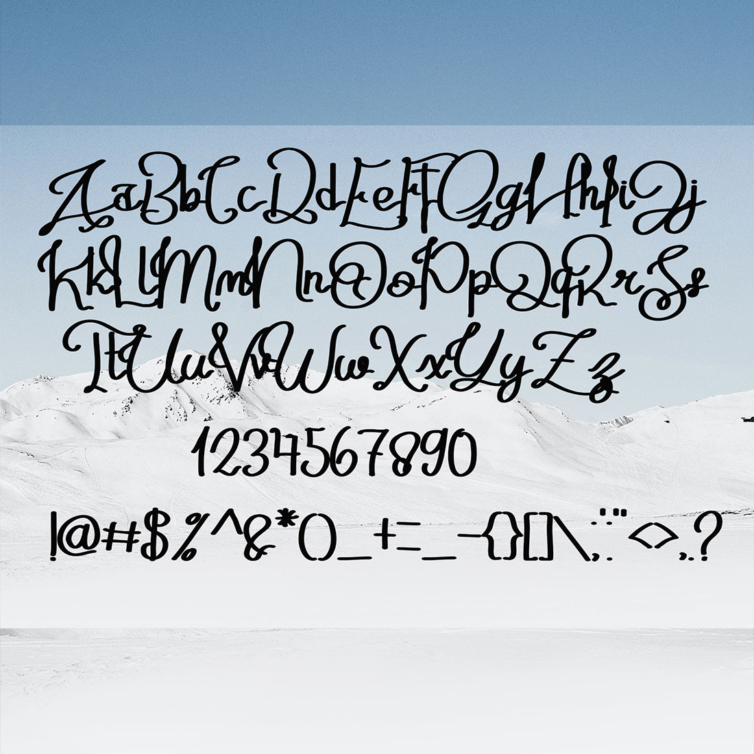 Gatta Dimuntaffa Font Signature alphabet and punctuation preview.