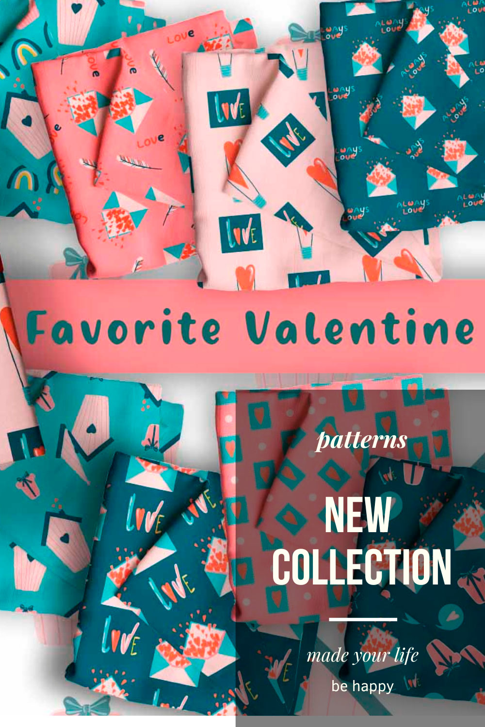 Collection of exquisite images of patterns on the theme of valentines day.