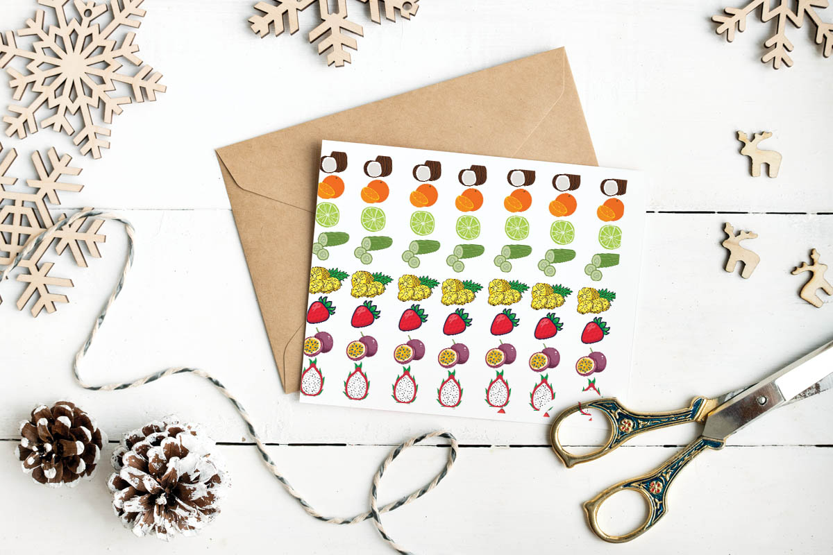 Image of wrapping paper with enchanting fruit pattern
