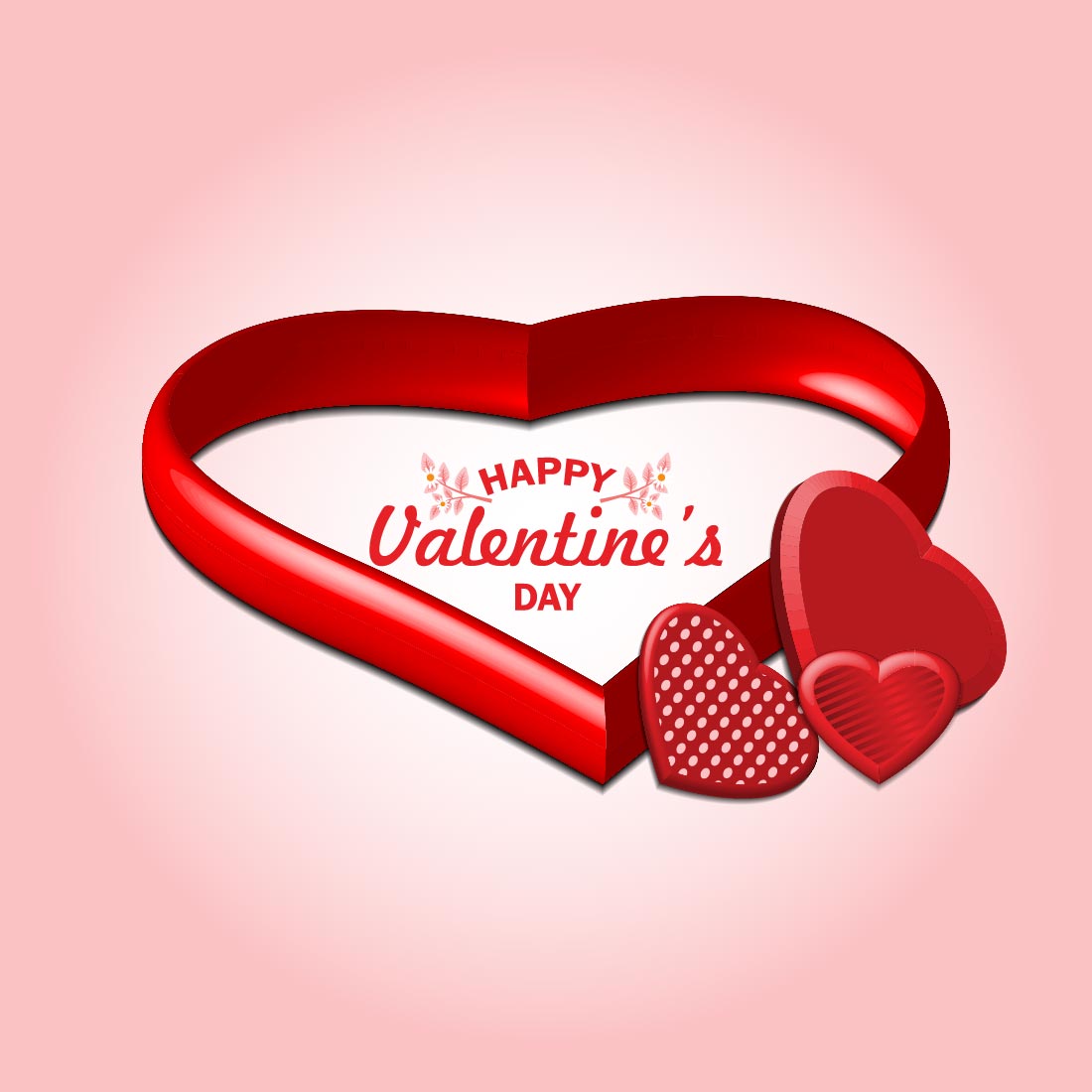 Heart Valentine 3D Effect Elements Design Pack preview image.