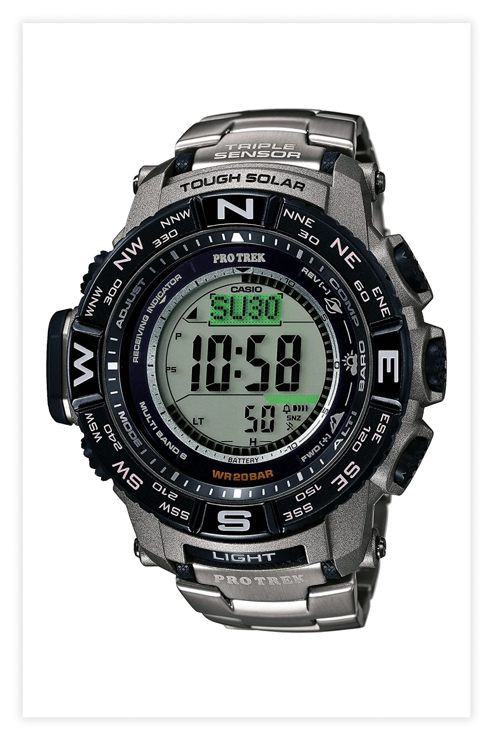 Casio Men's Pro Trek PRW-3500T-7CR Tough Solar Triple Sensor Digital Sport Watch.