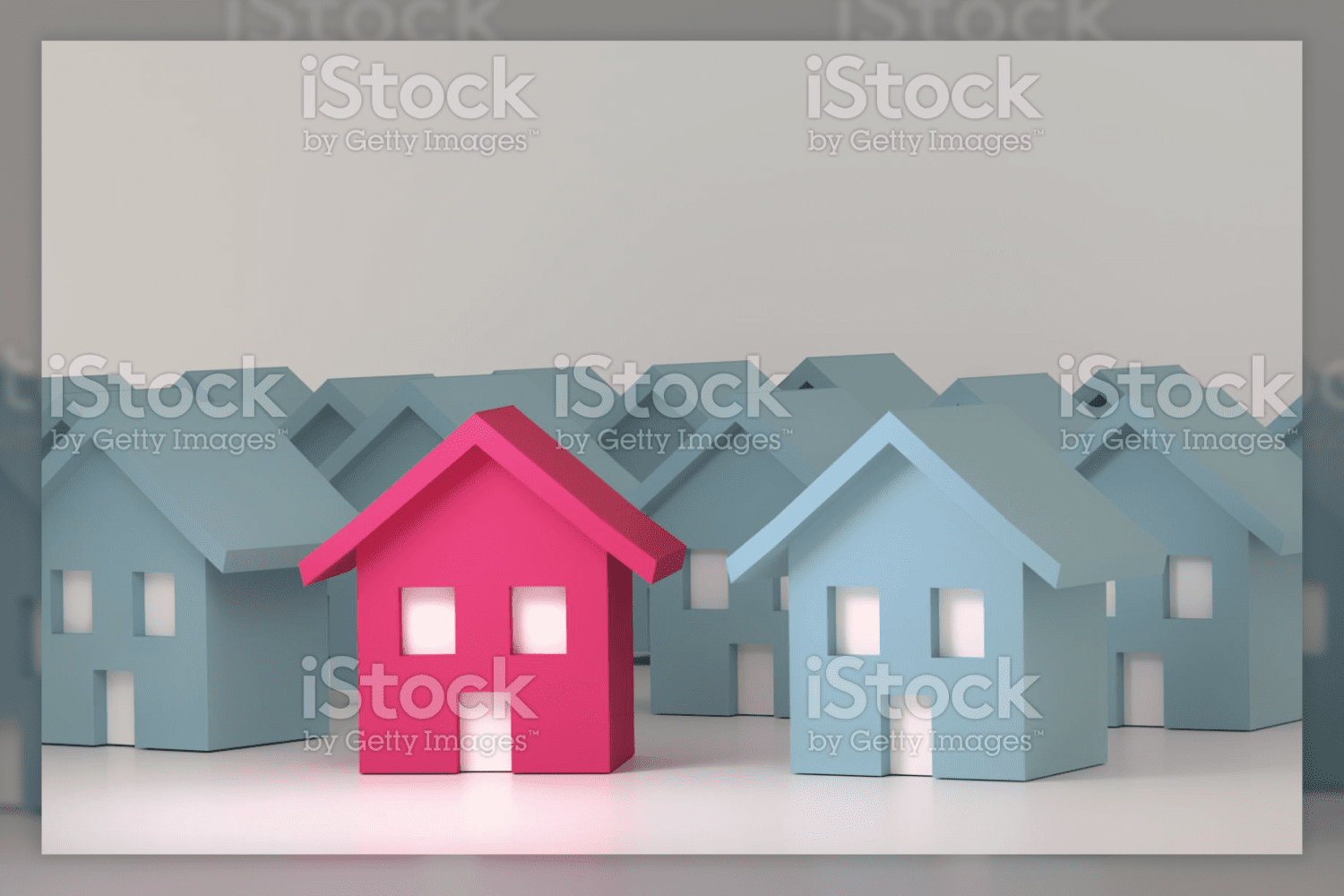 61 small pink house in front of other models 787