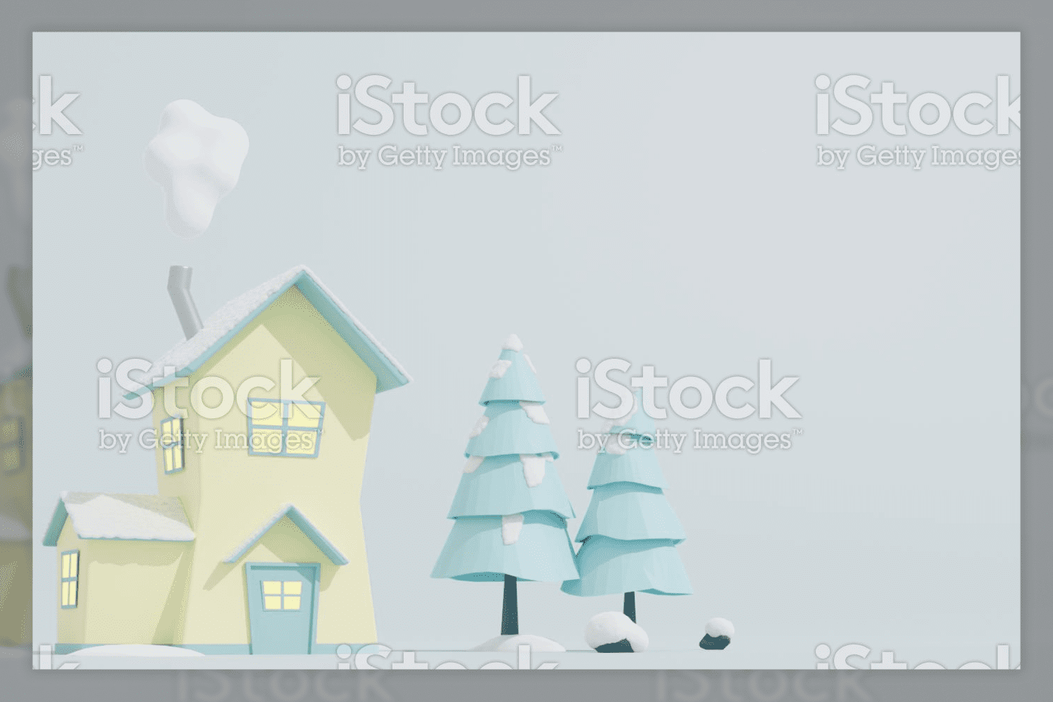 63 fantasy cottage with smoking chimney trees and snow 223