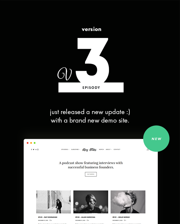 Homepage template and white number "3" on a black background.