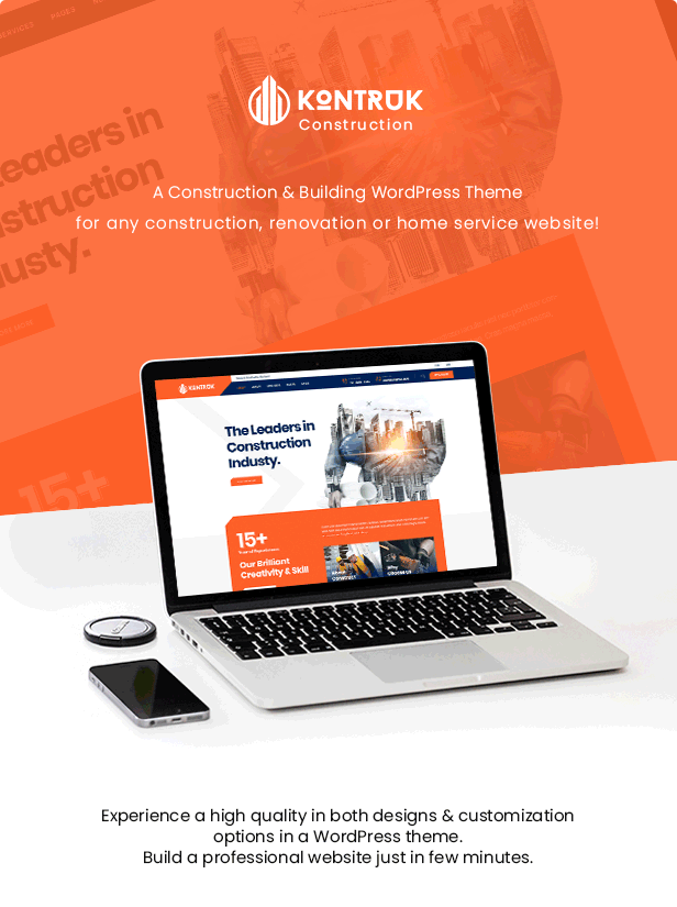 A construction and building WordPress theme for any construction, renovation or home service website.