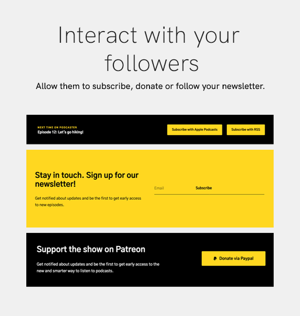 Page of interact with your followers on a gray background.